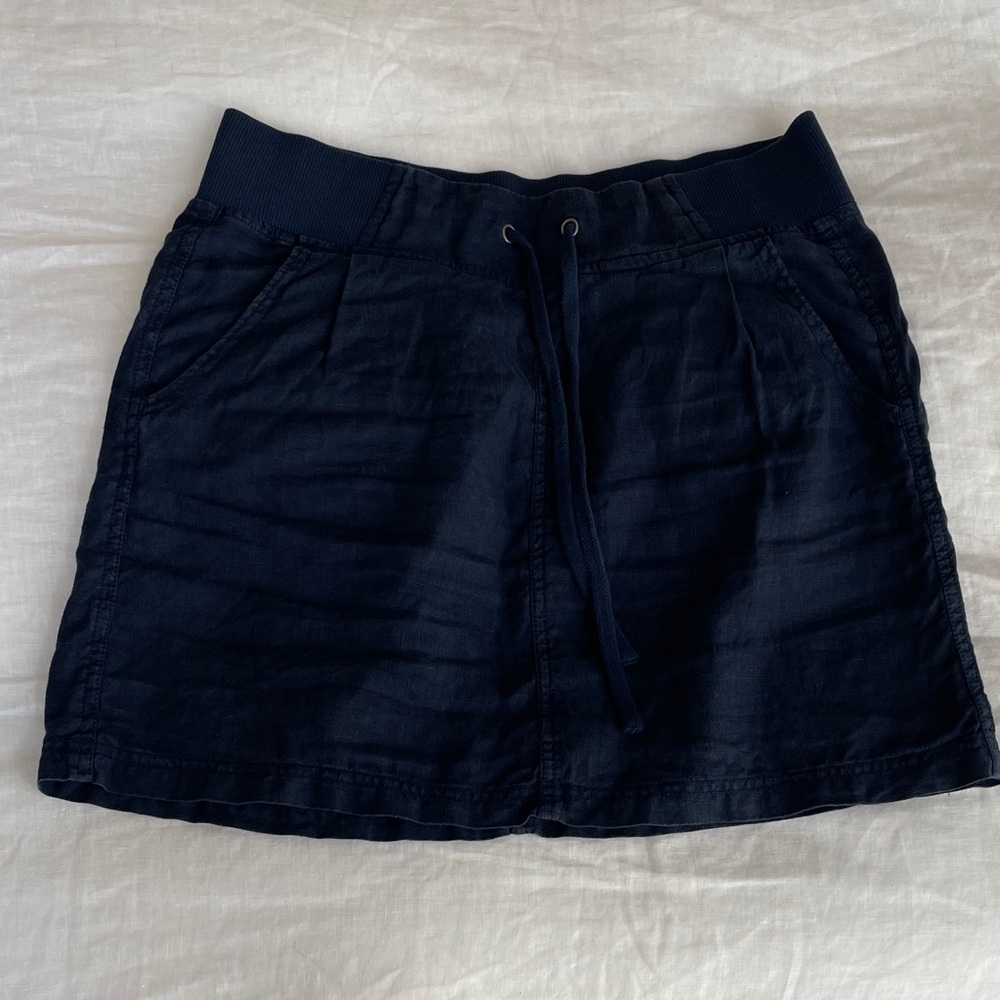 Navy Blue Linen Skirt